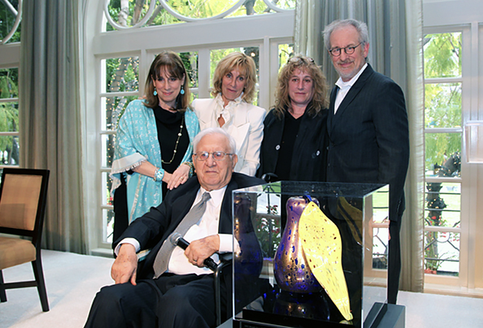Sue, Nancy, Anne and Steven with their father, Arnold Spielberg